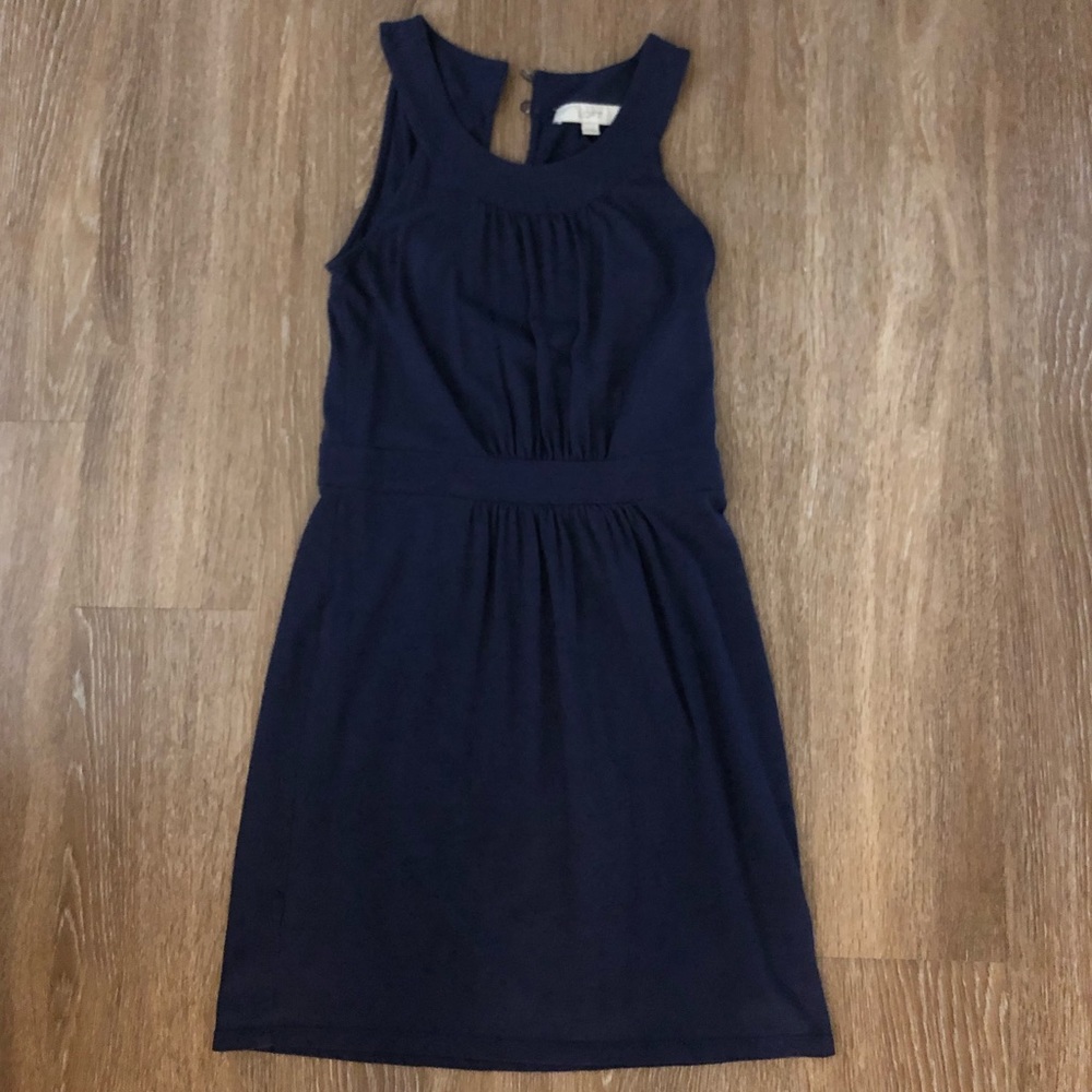 Navy sleeveless dress from LOFT.